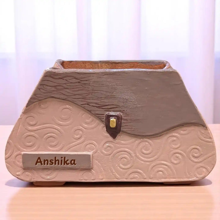 Personalized Hand-Painted Purse Theme Terracotta Planter