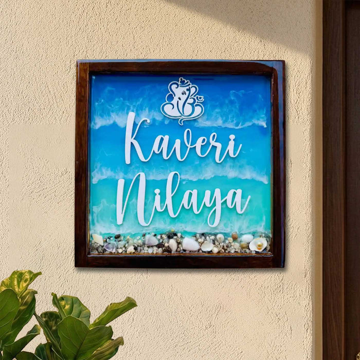Personalized Ganesha & Beach Theme Resin Name Plate