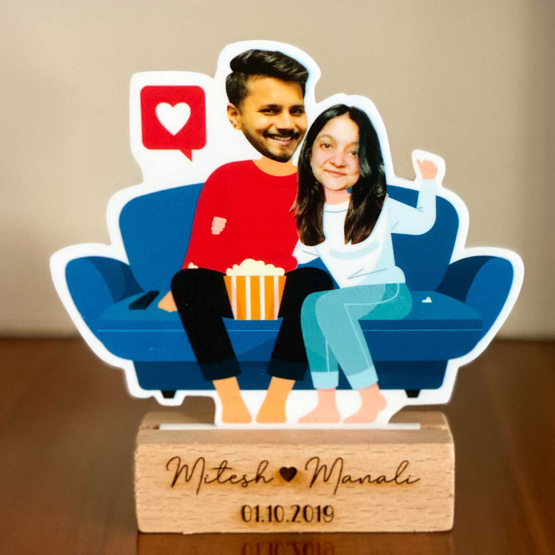 Photo Personalized Couple Movie Night Acrylic Caricature Cutout