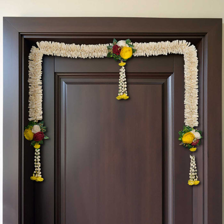Handmade Sukanya White & Yellow Shola Flower Toran