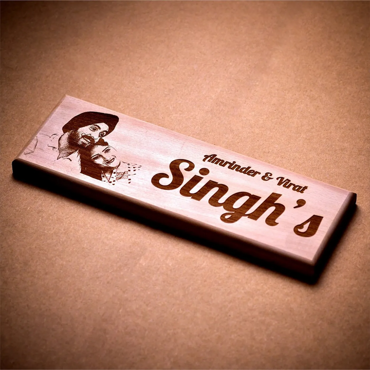 Photo Personalized Rectangle Wooden Name Plate