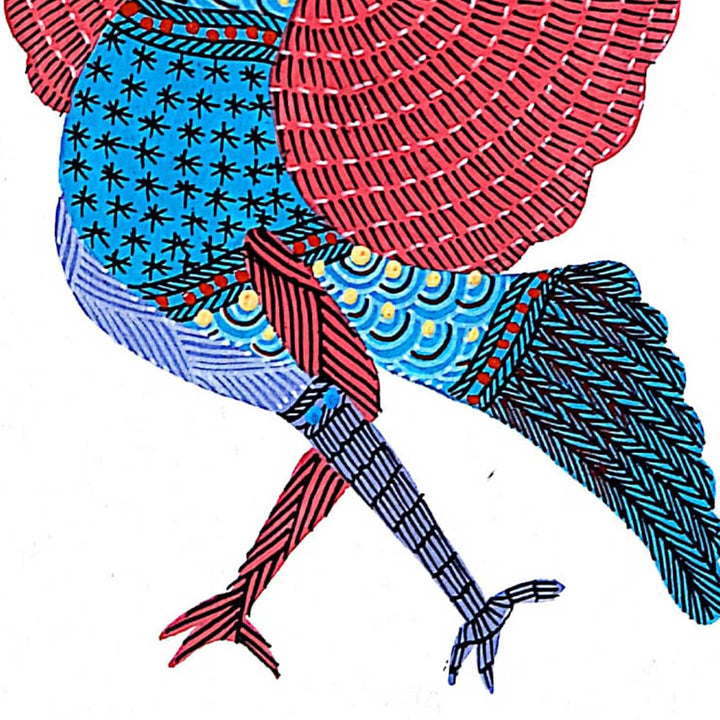 6 x 8 Inch | Bird with Spread Wings | Original Hand painted Tribal Gond Art Painting | Acrylic Paints On Paper