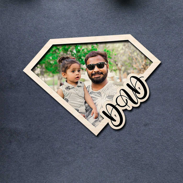 Photo Personalized Printed Superhero Theme Wooden Fridge Magnet For Fathers