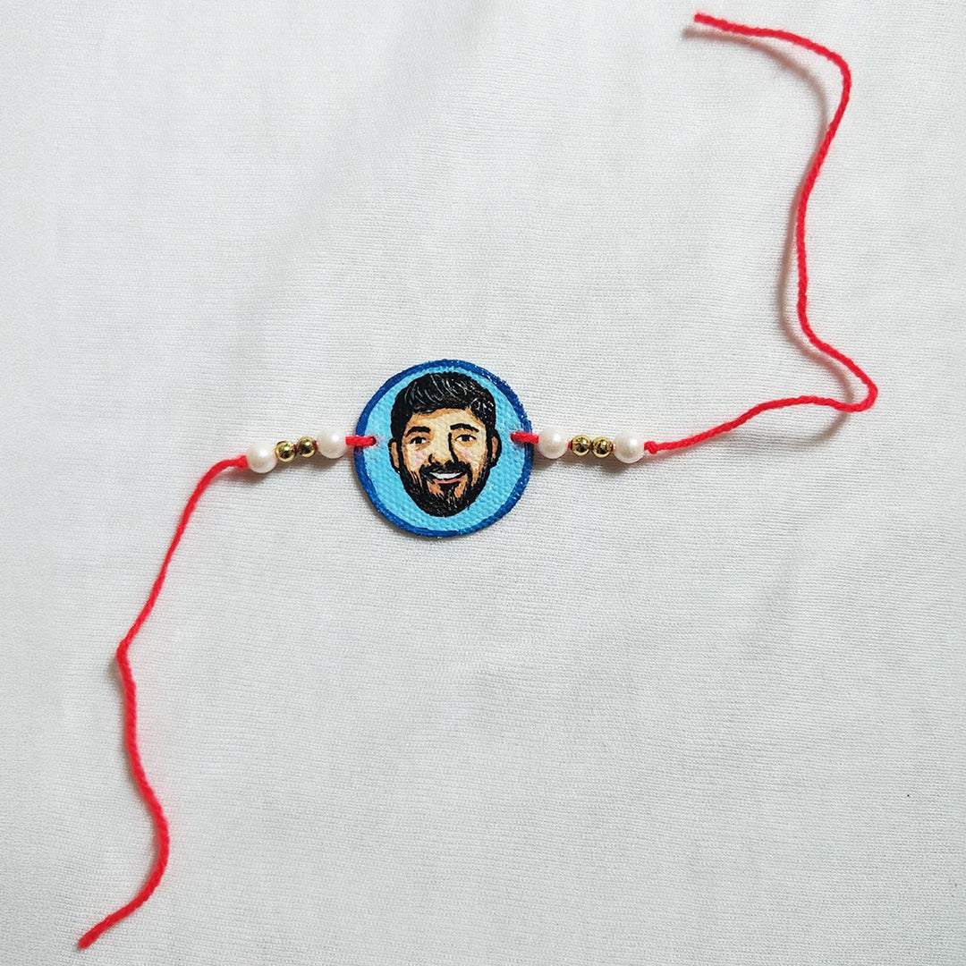 Photo Personalized Hand-Painted Round Caricature Rakhi