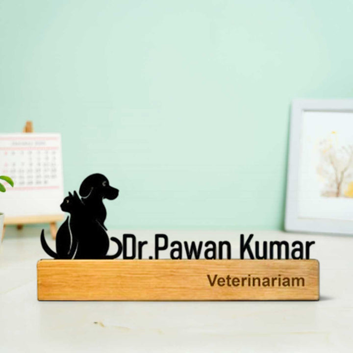 Personalized Minimal Desk Name Plate for Veterinarian