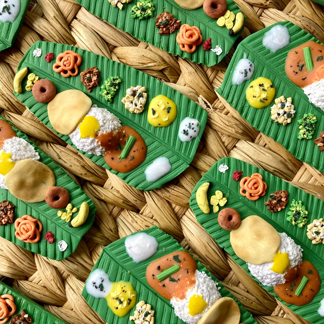 Handmade Polymer Clay South Indian Thali Gold Plated Keychain