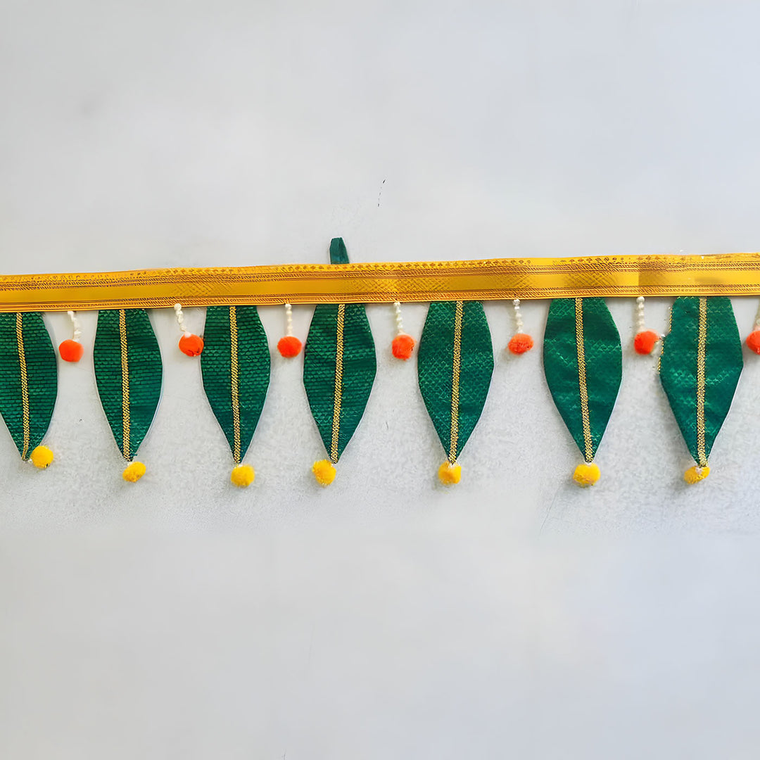 36 Inch | Handmade Beaded Ashok Patta Design Khun Fabric Toran