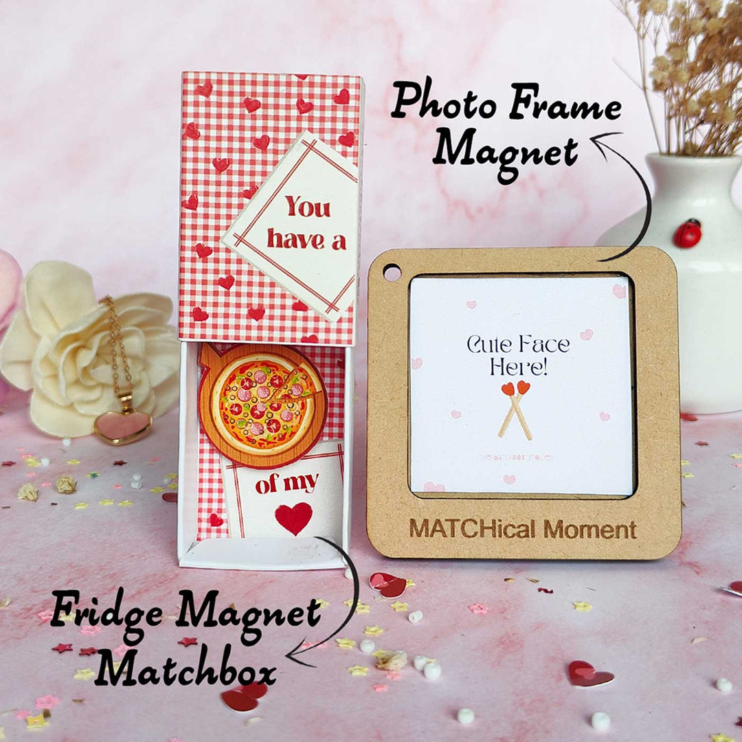 2 Pc | Photo Personalized Frame Magnet & Cute Mini Love Box Magnet | Valentine’s Gifting