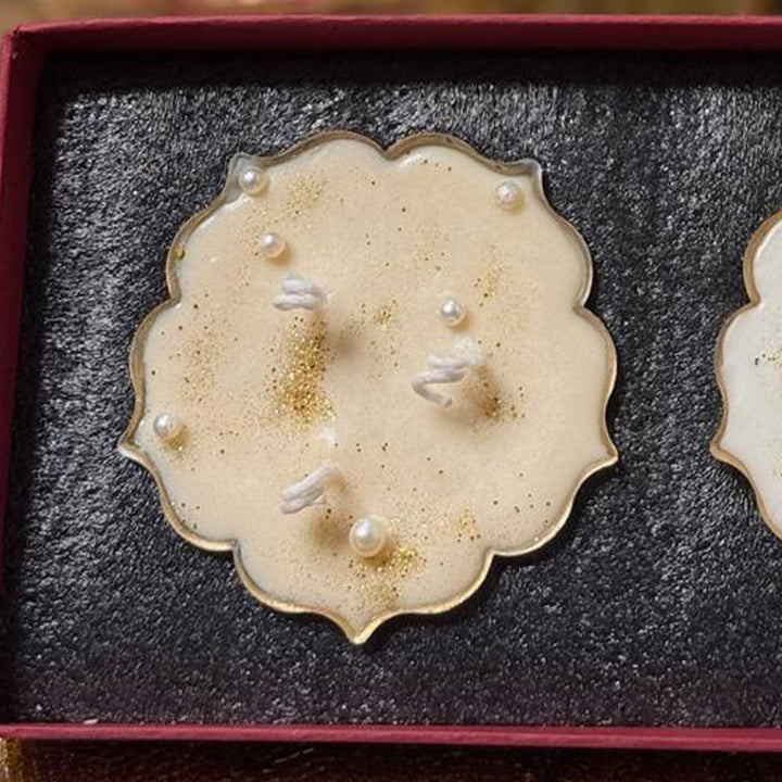 2 Pc | Handmade Pearl And Gold Soy Wax Scented Urli Candle