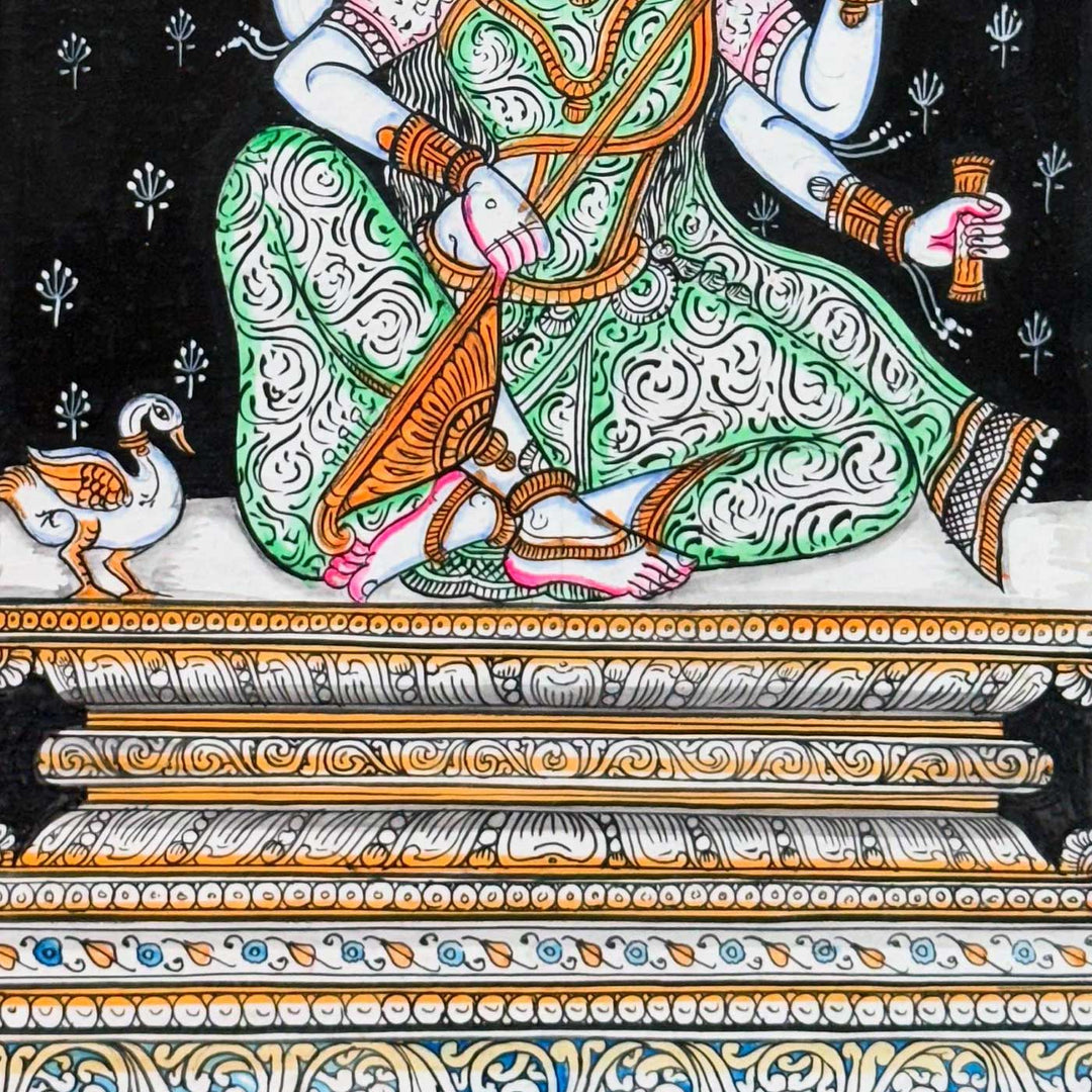 19 X 13 Inch | Handmade Canvas Saraswathi Painting