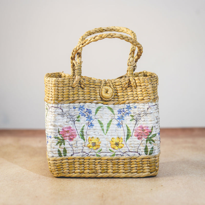 Handcrafted Kauna Grass Printed Small Bag