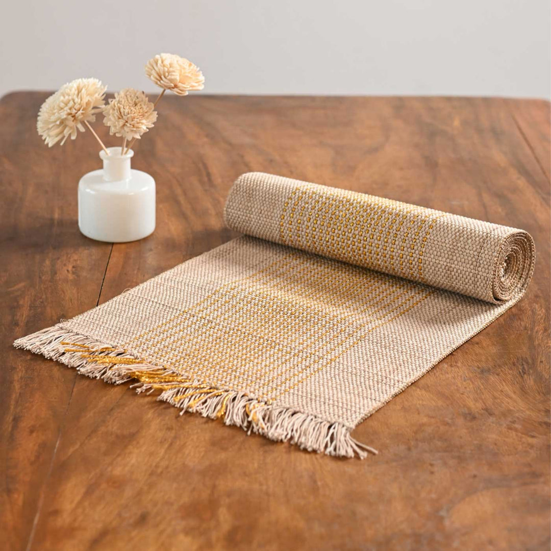 Hand Woven Vertical Striped Madhurkati Table Runner