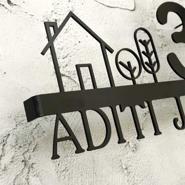 18 Inch | Personalized Minimalist Laser Cut Metal House Name Plate