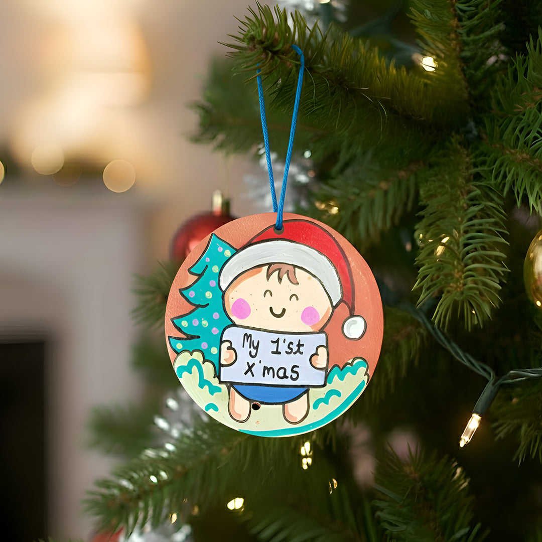Personalized Hand-Painted My First Christmas Terracotta Ornament For Christmas Tree Decoration