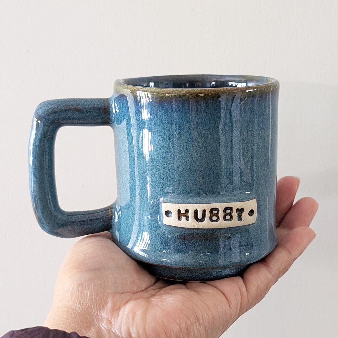 Handcrafted Blue  Hubby & Wifey Ceramic Mug | Set of 2