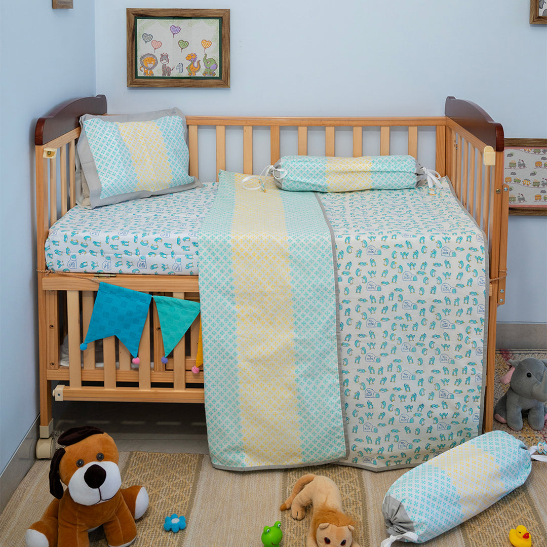 Blue Penguin Hand Block Printed Baby Dohar