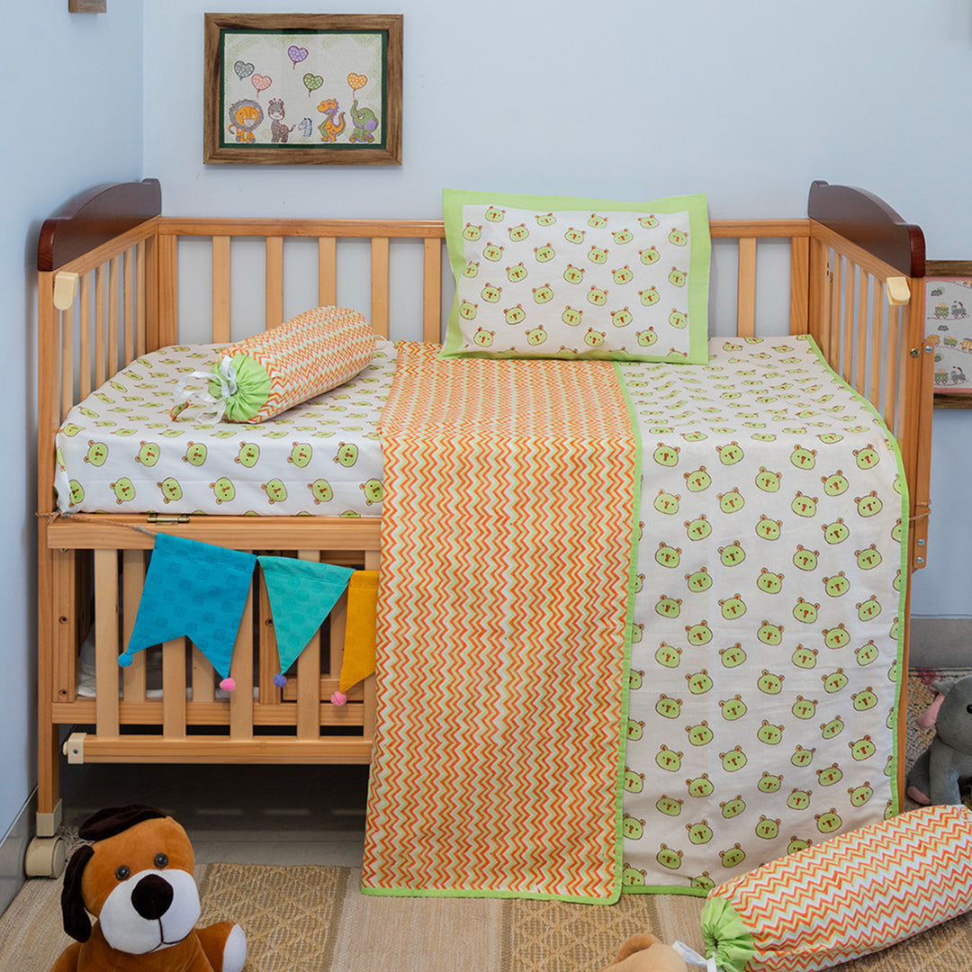 Green Panda Hand Block Printed Baby Dohar