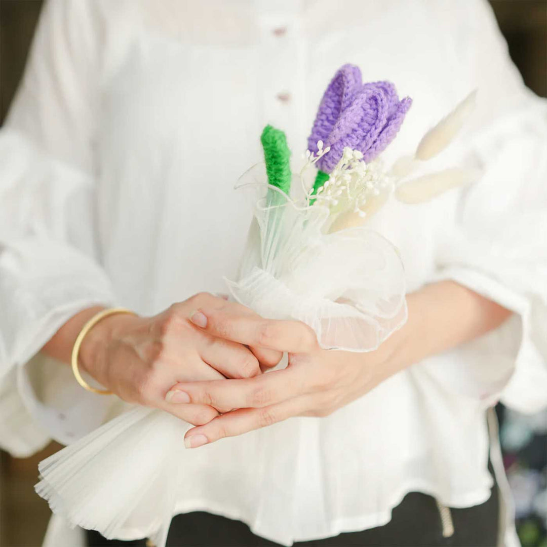 Handmade Crochet Lilic Petal Flower Bouquet