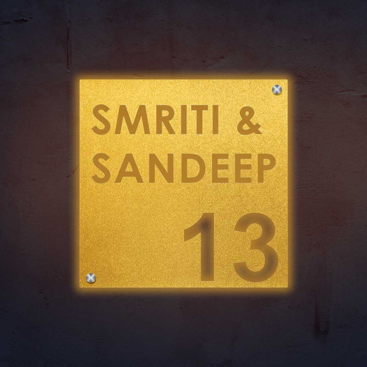 Personalized Laser Cut Square Shaped Steel Name Plate