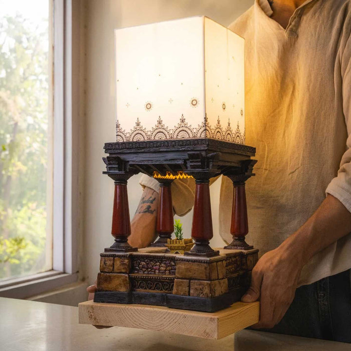 Handcrafted Aangan Miniature Courtyard Table Lamp For Home Decor