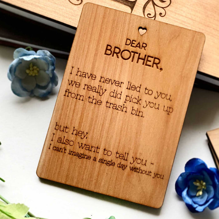 Engraved Dear Brother Wooden Greeting Card