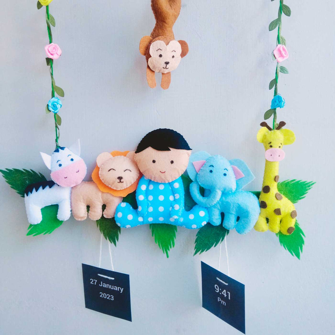 Personalized Boys Jungle Theme Felt Kids Name Plate
