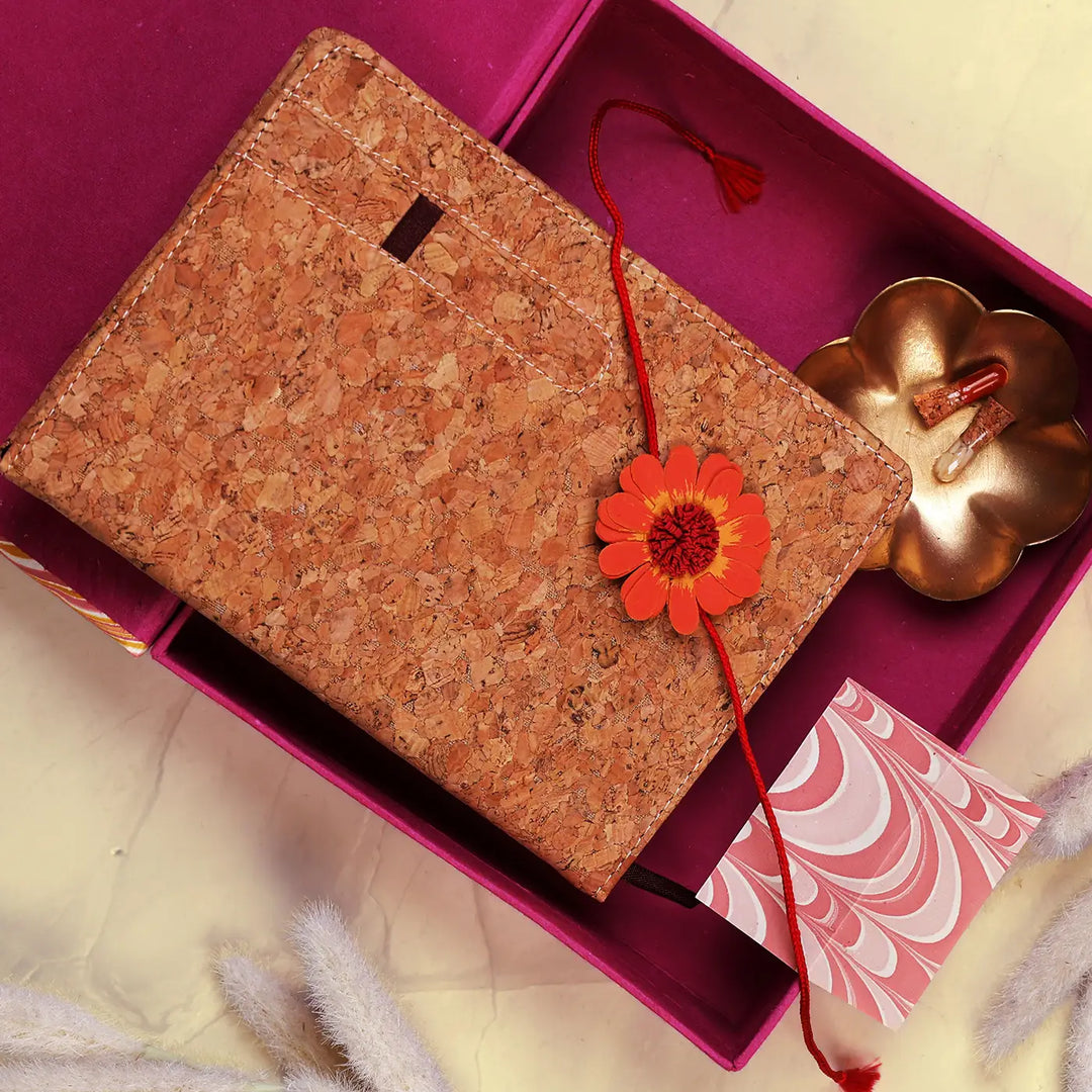 Eco-Friendly Festive Rakhi Hamper | Includes 1 Notebook, 1 Rakhi, 1 Roli Chawal & 1 Greeting Card