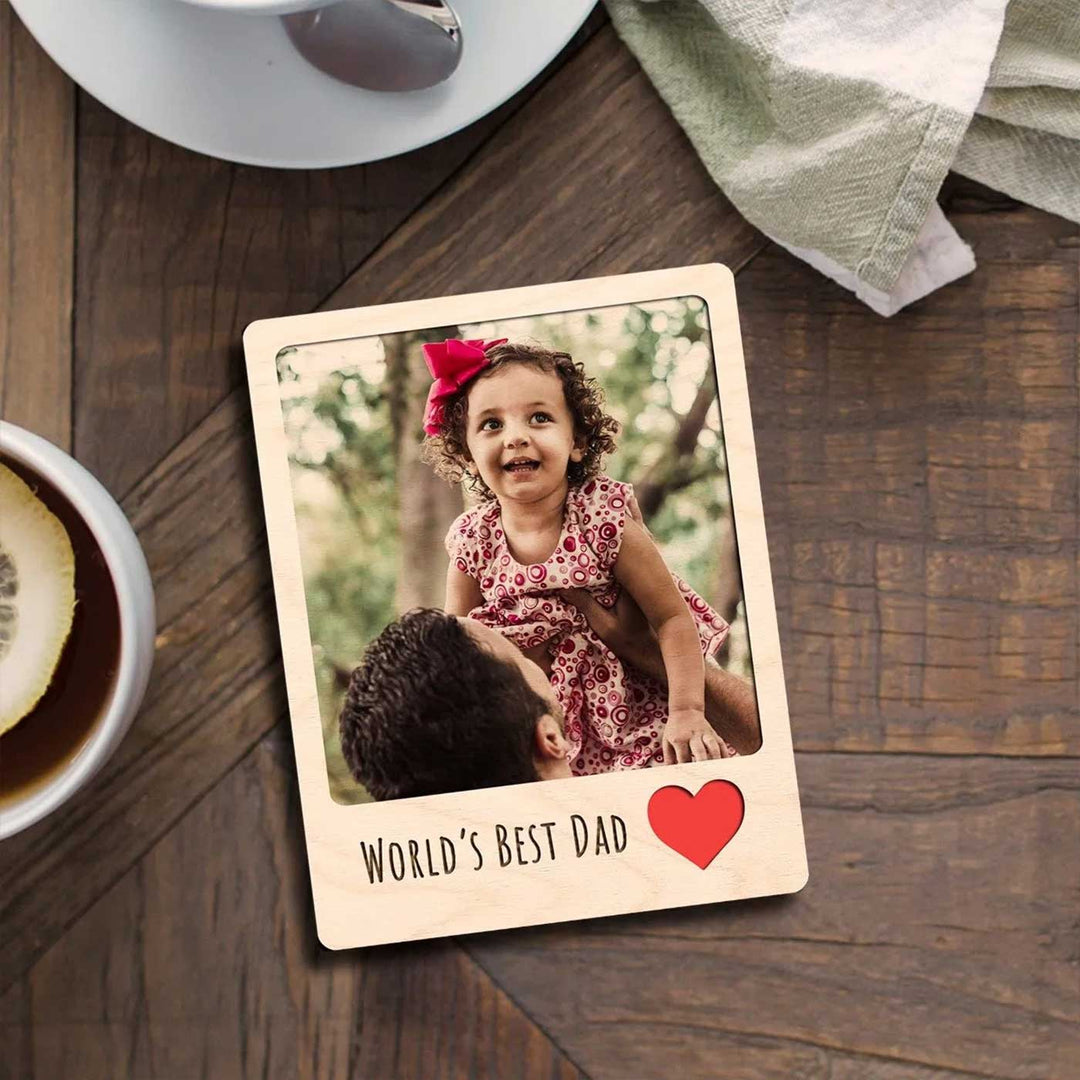 Photo Personalized Printed Fathers Day Theme Wooden Fridge Magnet For Fathers | Set Of 3
