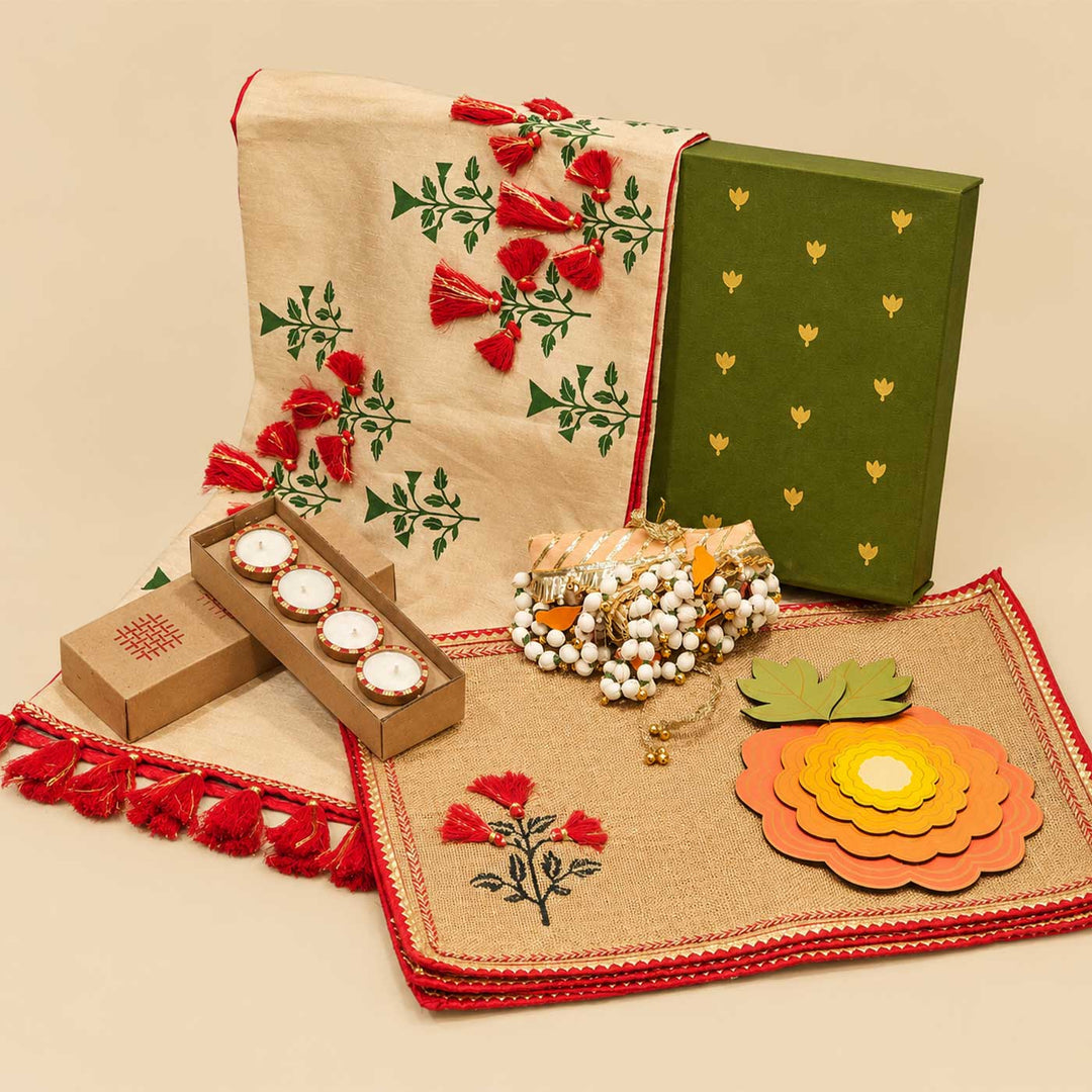 Red Marigold Diwali Table And Home Décor Gift Hamper For Festive Gifting