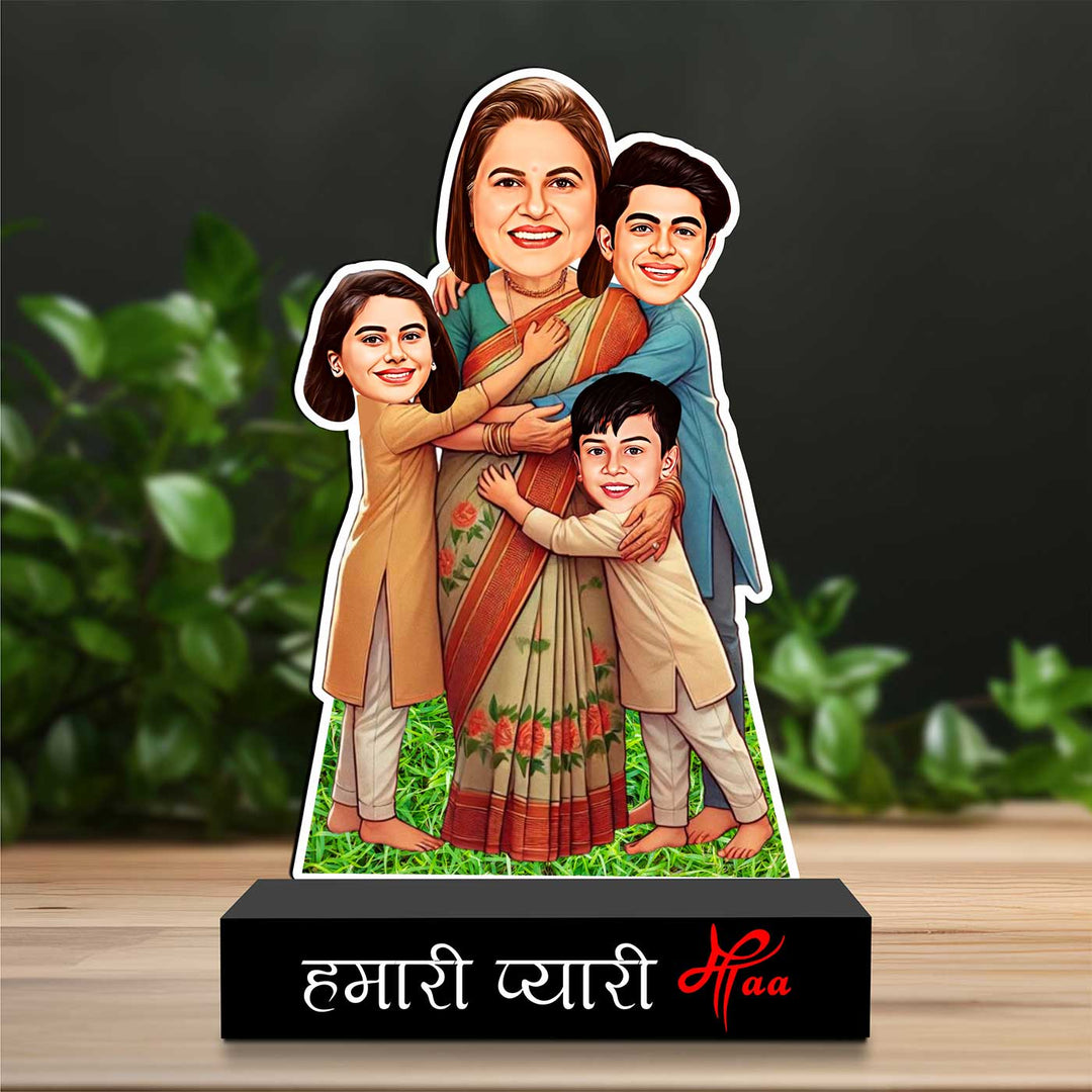 Photo Personalized "Hamari Pyaari Maa" MDF Wood Caricature Cutout For Mothers