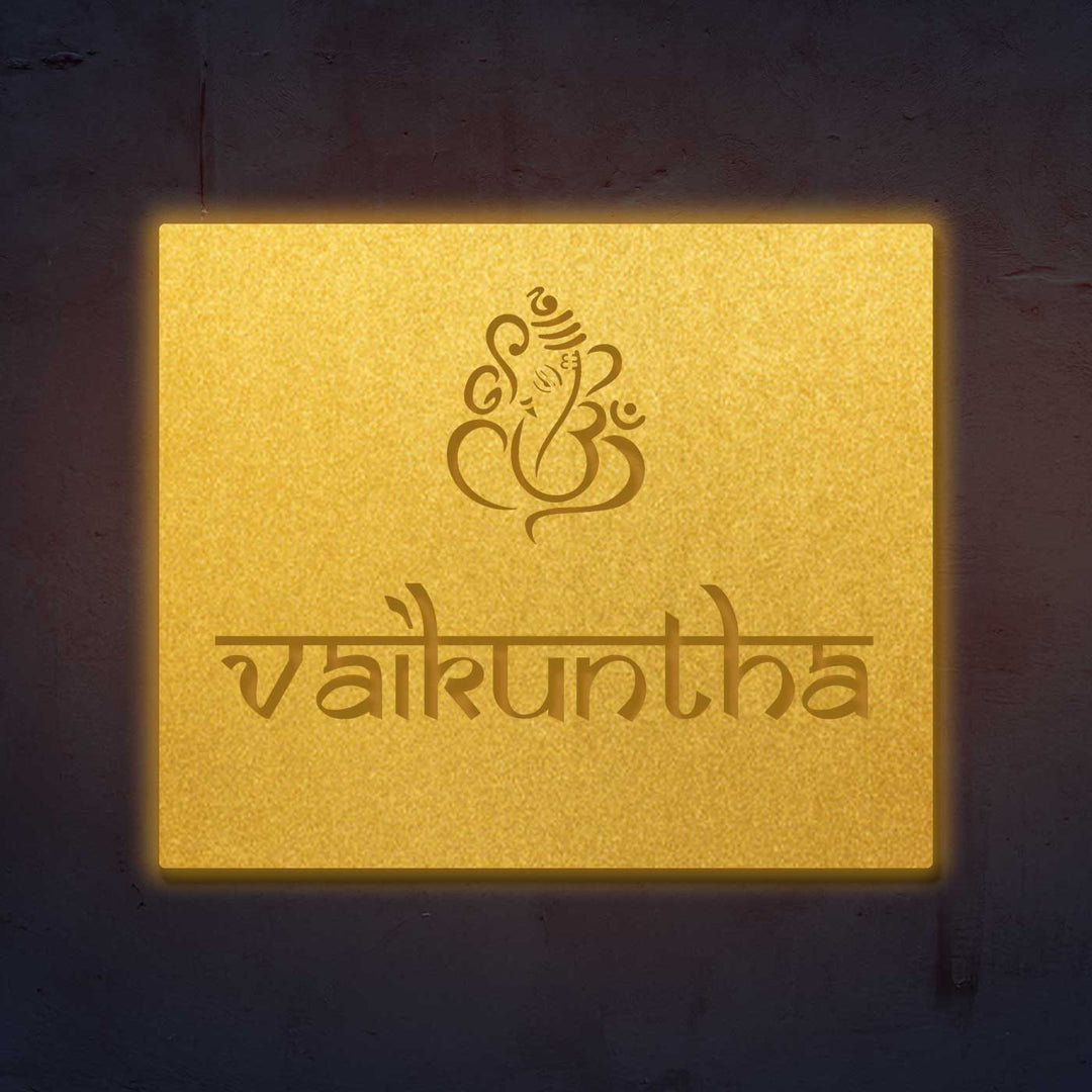 Personalized Laser Cut Ganesha Theme Steel Name Plate