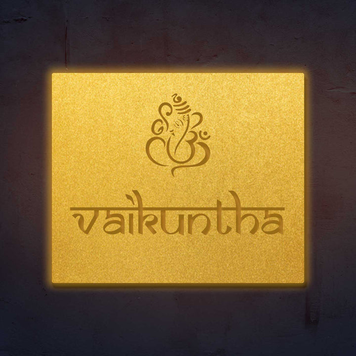 Personalized Laser Cut Ganesha Theme Steel Name Plate