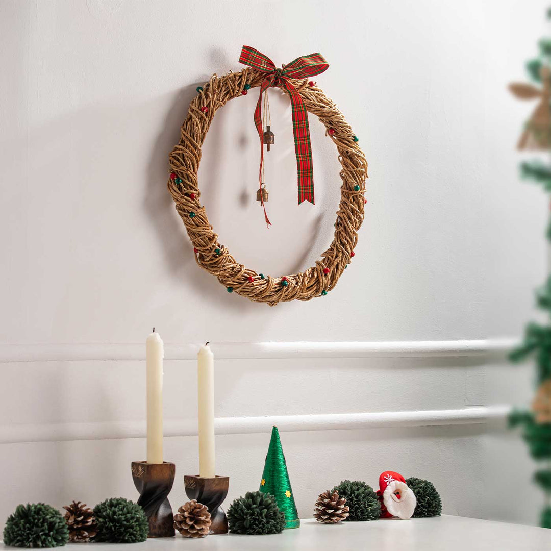 Lightweight Handmade Banana Rope Plaid Boow Bell Wreath