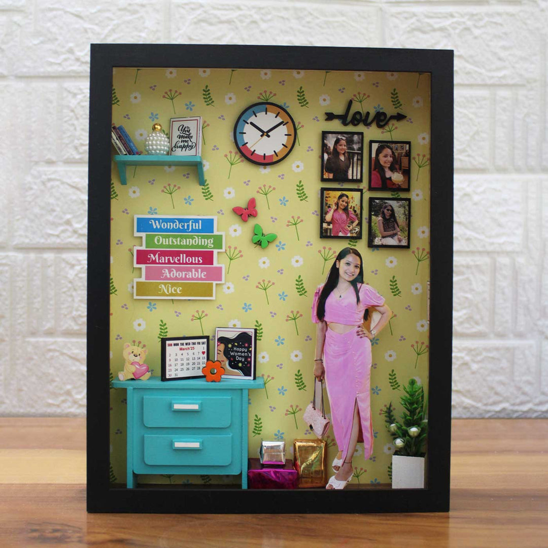 Photo Personalized Little Wall Of Happiness Theme Mdf Wood Miniature Frame