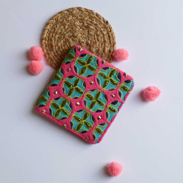 Handmade Embroidered Rihaana Design Canvas Wallet