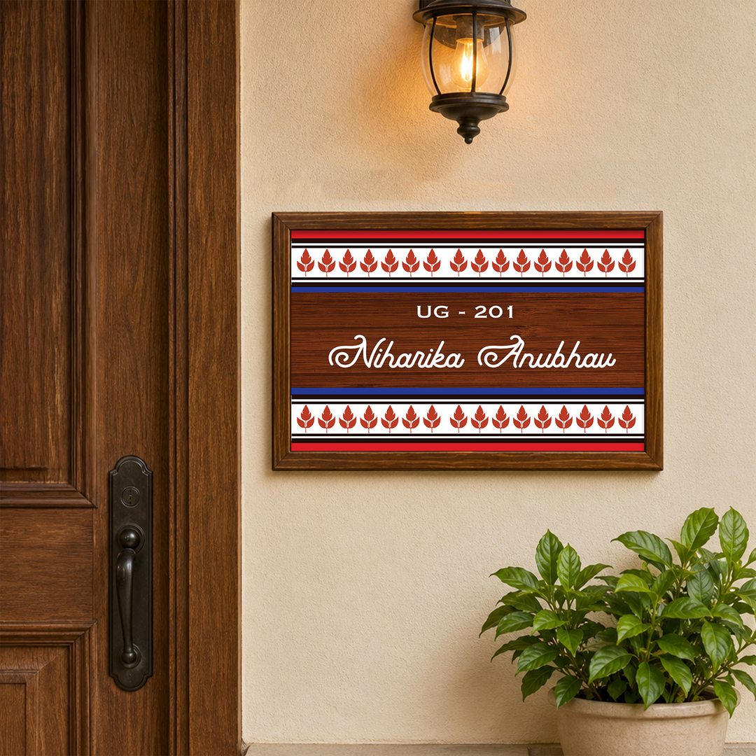 Personalized Griha Veda Printed Wooden & Acrylic Name Plate with 3D Letters