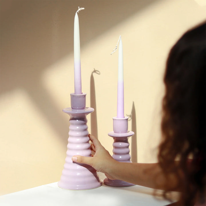 Handmade Beige Coil Shaped Ceramic Candle Holder
