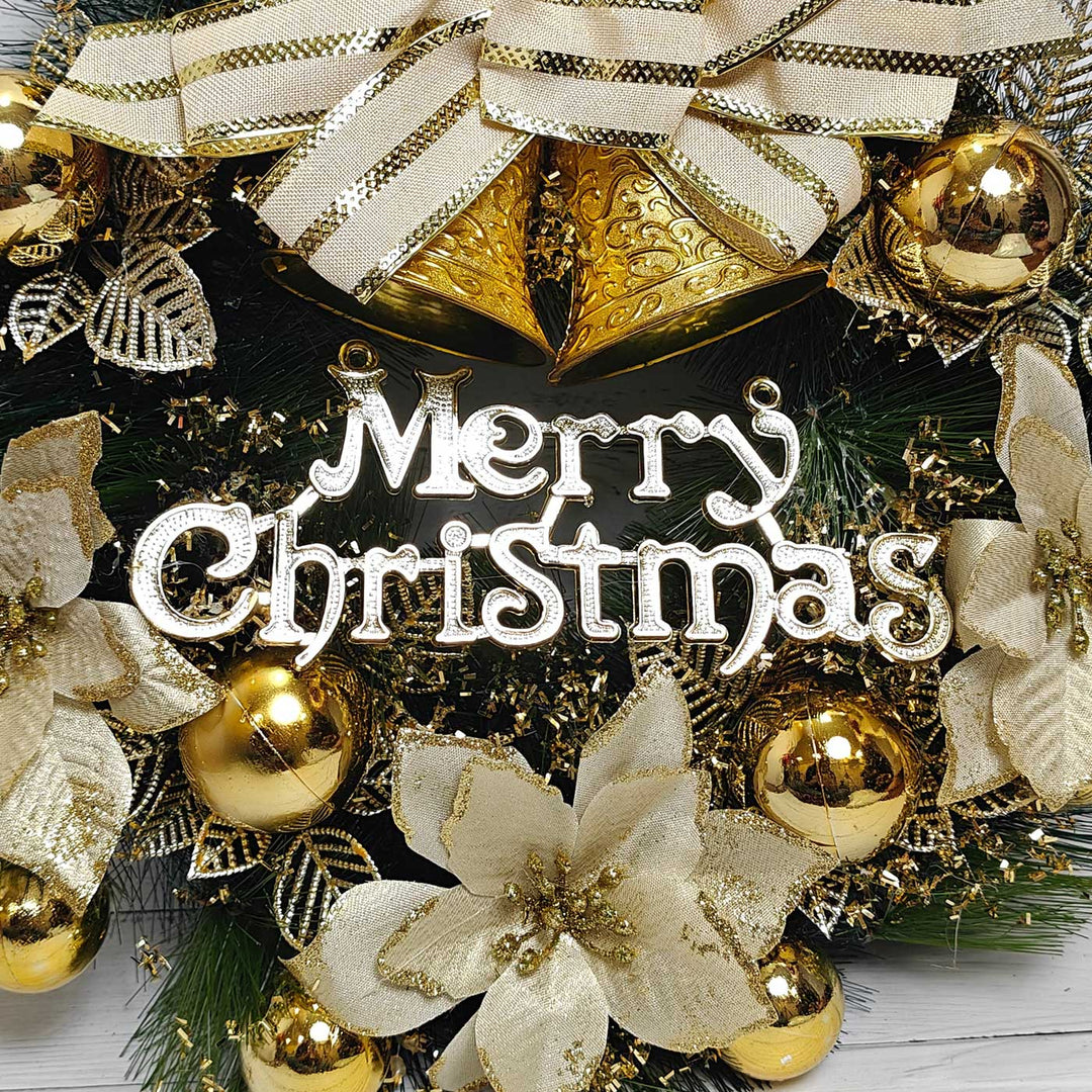 Handmade Golden Grace Plastic Wreath