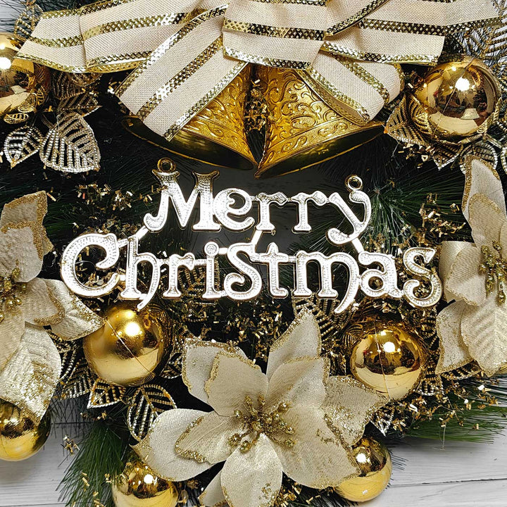 Handmade Golden Grace Plastic Wreath