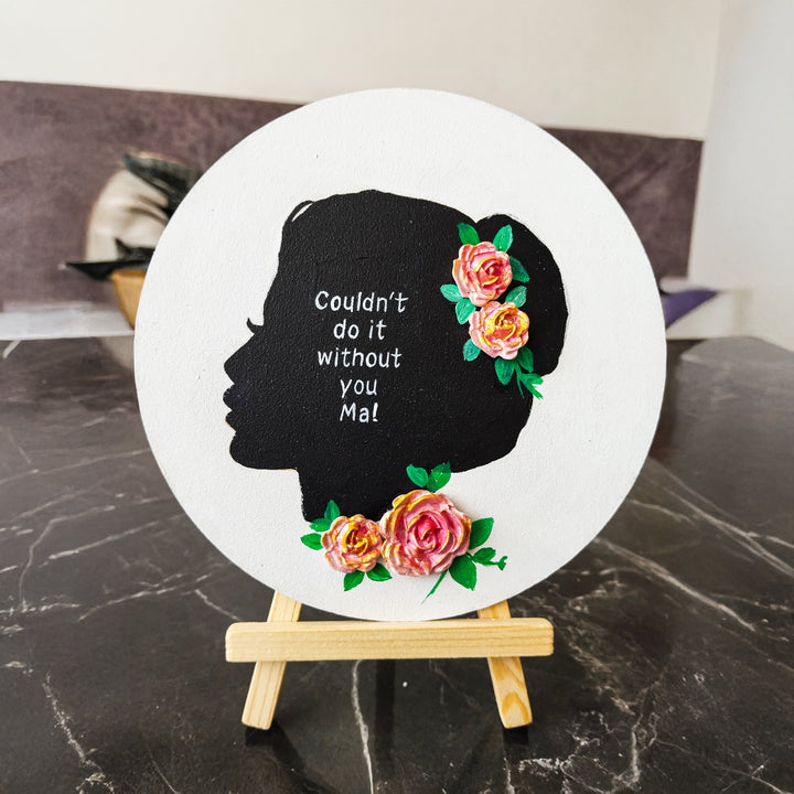 Personalized Hand-Painted White Floral Theme MDF Wood Table Top Decorative Plaque