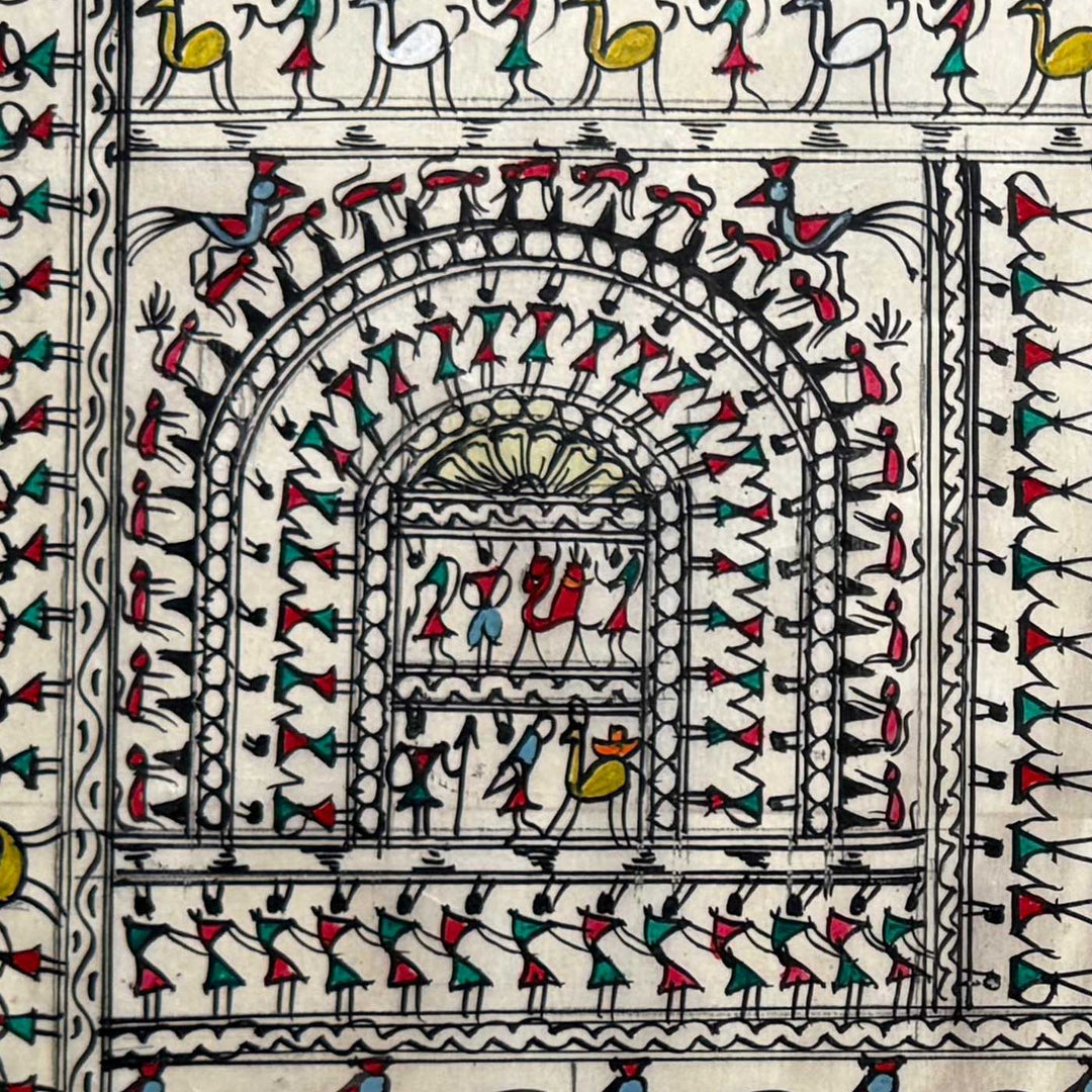 40 X 16 Inch | Handmade Tussar Silk Saura Tribal Art Of Odisha Painting