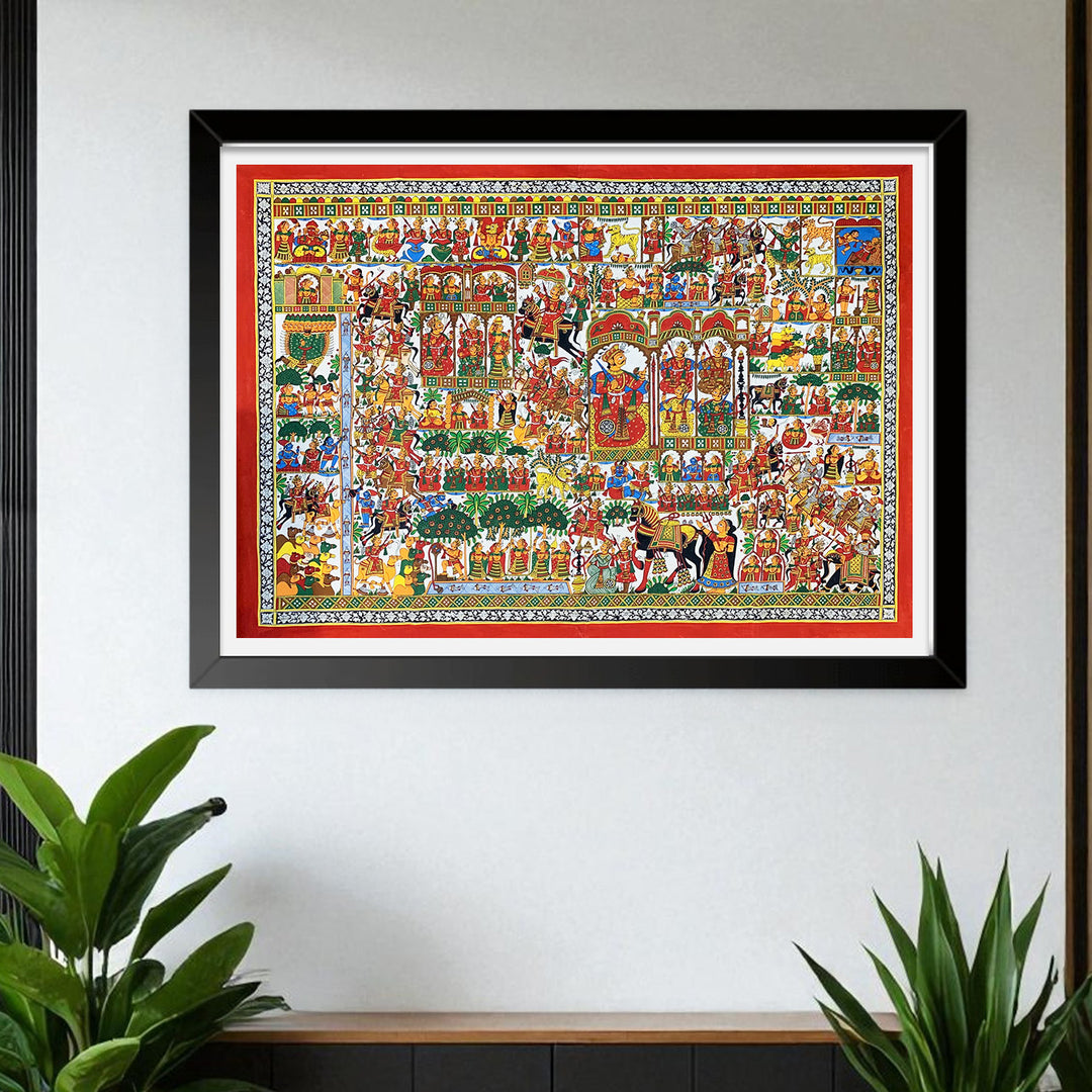 46 X 65 Inch | Story of Pabuji Paper Phad Painting