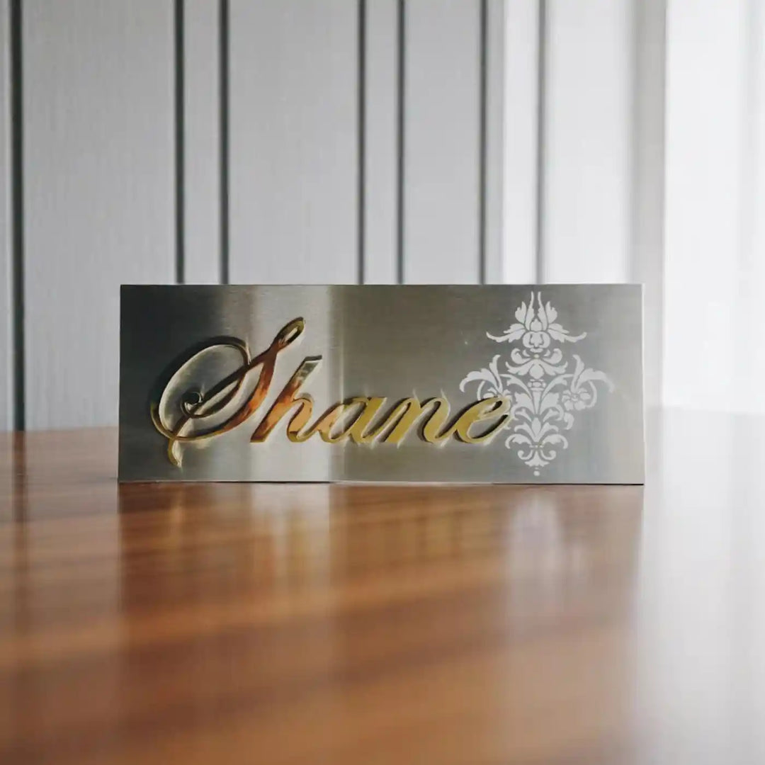 Personalized Laser Cut Minimal Design Metal Name Plate
