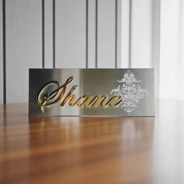 Personalized Laser Cut Minimal Design Metal Name Plate