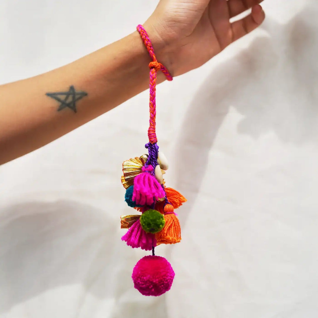 1 pc Lumba + Brass Thali Set | Premium Khatta Meetha Pom Pom Lumba with Roli Chawal