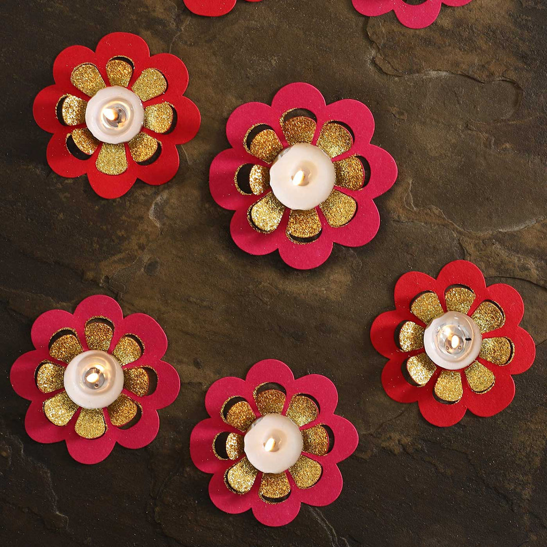 Handmade Phool Rangoli Design Paper Tealight Holder