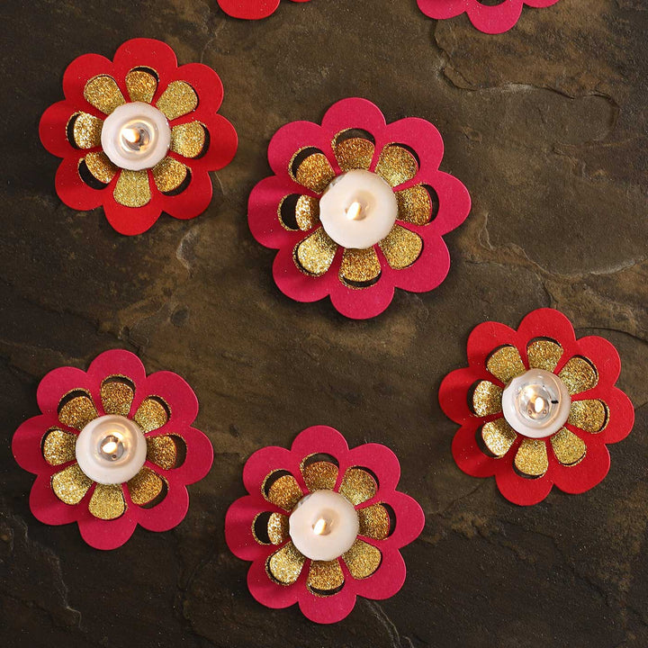 Handmade Phool Rangoli Design Paper Tealight Holder
