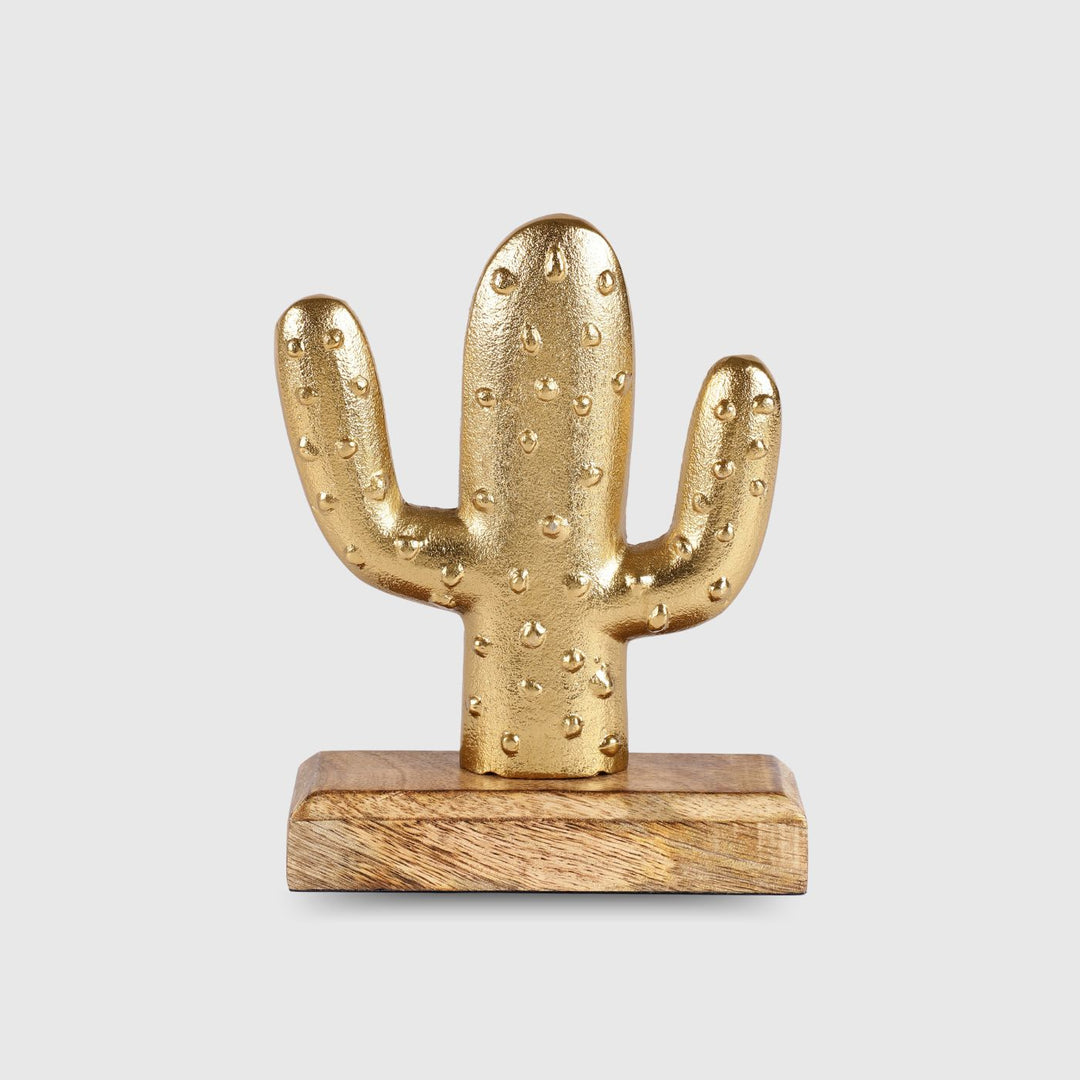 Handmade Gold 'Cactus' Decor Showpiece