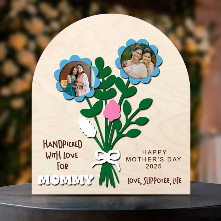 Photo Personalized Hand-Painted Mom Theme Wooden Decorative Plaque