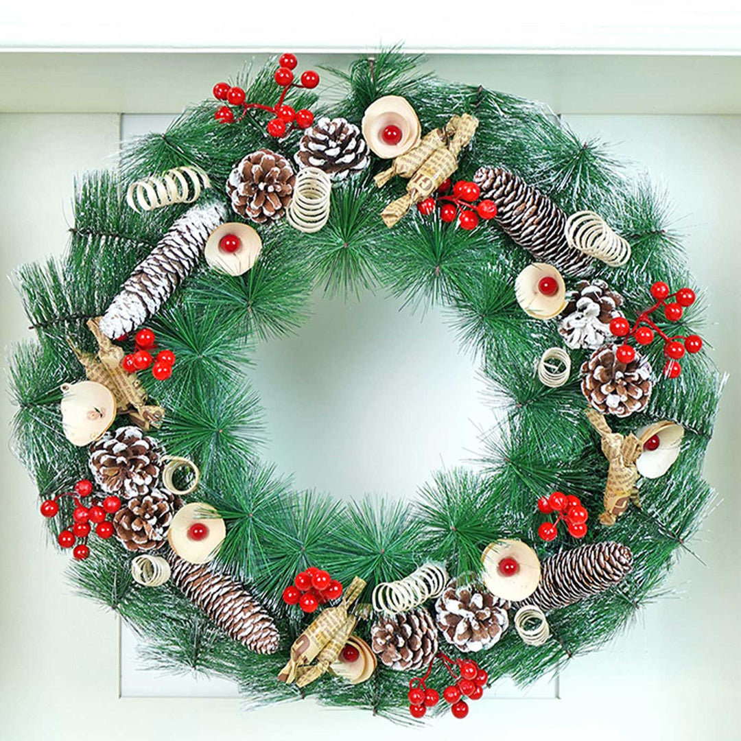 Vintage Chocolates With Pinecones & Mushroom Buds Wreath For Christmas Wall Decoration